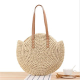 Summer Casual Women's Straw Beach Bag Round One-Shoulder Travel