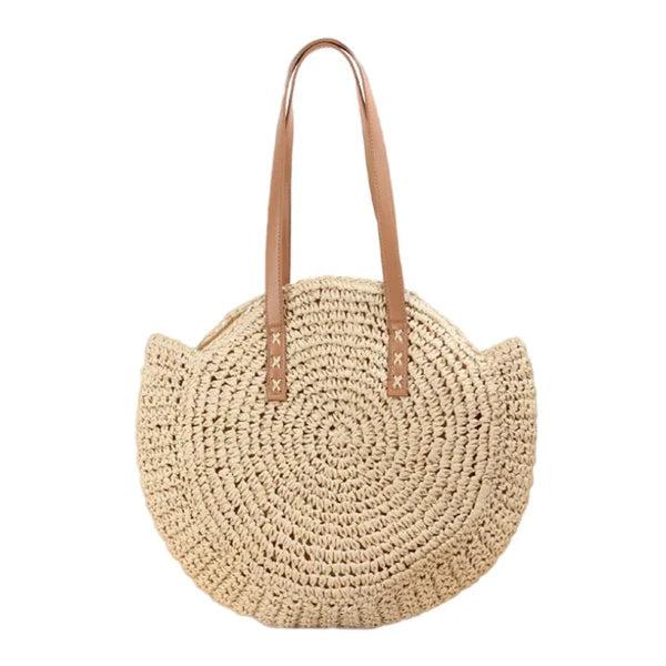 Summer Casual Women's Straw Beach Bag Round One-Shoulder Travel