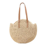 Summer Casual Women's Straw Beach Bag Round One-Shoulder Travel