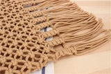 Womens Straw Beach Bag Mesh Tassel Foldable Shoulder Shopping Bag