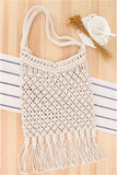 Womens Straw Beach Bag Mesh Tassel Foldable Shoulder Shopping Bag