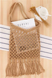Womens Straw Beach Bag Mesh Tassel Foldable Shoulder Shopping Bag