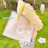 Girl Jelly Handbag Cartoon Bear Rabbit Transparent Shoulder Bag