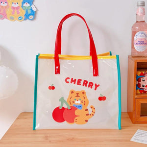 Girl Jelly Handbag Cartoon Bear Rabbit Transparent Shoulder Bag