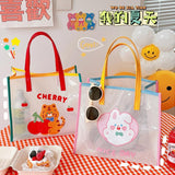 Girl Jelly Handbag Cartoon Bear Rabbit Transparent Shoulder Bag