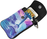 Purple Dolphin Wallet Holder Tiny Bag Durable PU Leather Passport Purse