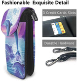 Purple Dolphin Wallet Holder Tiny Bag Durable PU Leather Passport Purse