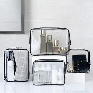 4pcs/set Travel Toiletry Bag Waterproof PVC Cosmetic Case Zipper Closure