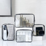 4pcs/set Travel Toiletry Bag Waterproof PVC Cosmetic Case Zipper Closure