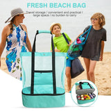 2 in 1 Cooler Picnic Bag Beach Bag Oversized Lightweight Mesh Beach Tote Bag