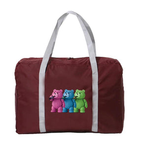 Bear Print Fold Travel Bag Large Capacity Duffle Gym Yoga Storage Shoulder