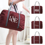 Large Capacity Folding Travel Bags Text Print Luggage Tote Handbag