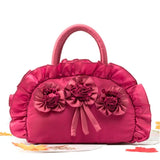 Women Bag Flowers Ethnic Retro Pleated Handbag