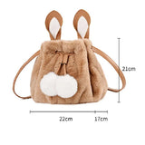 Faux Fur Cross Shoulder Bucket Hand Bag for Travel
