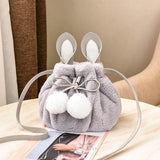 Faux Fur Cross Shoulder Bucket Hand Bag for Travel
