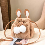 Faux Fur Cross Shoulder Bucket Hand Bag for Travel