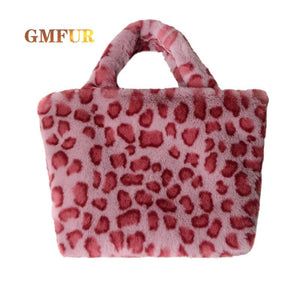 Rabbit Fur Bag Retro Diagonal Plush Large Capacity One-shoulder Chain Handbag