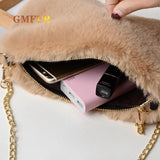 Faux Fur Messenger Bag Chain Plush Purse
