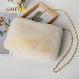 Faux Fur Messenger Bag Chain Plush Purse