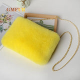 Faux Fur Messenger Bag Chain Plush Purse