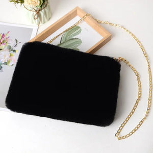 Faux Fur Messenger Bag Chain Plush Purse