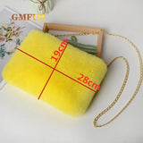 Faux Fur Messenger Bag Chain Plush Purse