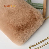 Faux Fur Messenger Bag Chain Plush Purse