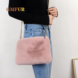 Faux Fur Messenger Bag Chain Plush Purse
