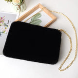 Faux Fur Messenger Bag Chain Plush Purse