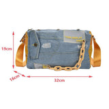 Oxford Denim Travel Bag Patchwork Gym Hand Luggage Duffle Weekend Bag