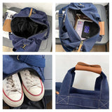 Large Capacity Retro Denim Travel Handbag Duffle Bag Unisex Travel Crossbody Bag