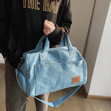 Large Capacity Retro Denim Travel Handbag Duffle Bag Unisex Travel Crossbody Bag