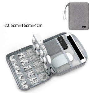 Gray USB Cable Storage Bag Travel Kit Tablet Protective Accessories