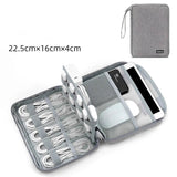 Gray USB Cable Storage Bag Travel Kit Tablet Protective Accessories