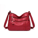 Women Bag Pu Soft Leather Shoulder Bag Red Handbag Purse
