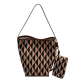 Large Capacity Houndstooth Canvas Tote Bag Handbag