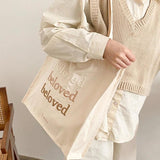 D0LF Canvas Tote Bag Handbags For Women Boho Casual Shoulder Bag