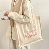 D0LF Canvas Tote Bag Handbags For Women Boho Casual Shoulder Bag