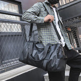 Large Capacity Gym Bag Yoga Bag PU Leather Travel Bag Wet Dry Separation