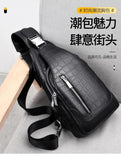 Men's Crocodile Chest Bag Large Capacity Crossbody Shoulder Bag