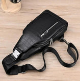 Men's Crocodile Chest Bag Large Capacity Crossbody Shoulder Bag