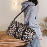 Large Capacity Leopard Print Sports Yoga Bag for Women