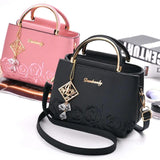 Flower Shoulder Bag Embroidered PU Leather Middle Aged Mom Handbag