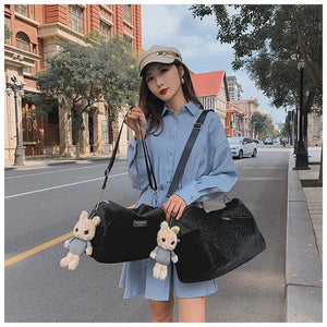 Velvet Gym Bag for Women Large Capacity Crossbody Travel Bag