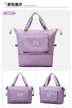 Women Foldable Gym Bag Large Capacity Shoulder Handbag Yoga Sport Tote Sac