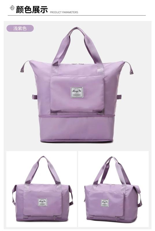 Women Foldable Gym Bag Large Capacity Shoulder Handbag Yoga Sport Tote Sac