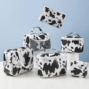Large Capacity Waterproof Travel Cosmetics Bag Cow Pattern Tote for Women