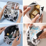 Large Capacity Waterproof Travel Cosmetics Bag Cow Pattern Tote for Women