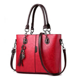 Leather Tassel Crossbody Shoulder Bag for Women