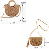 Boho Straw Bag Rattan Crossbody Handbag